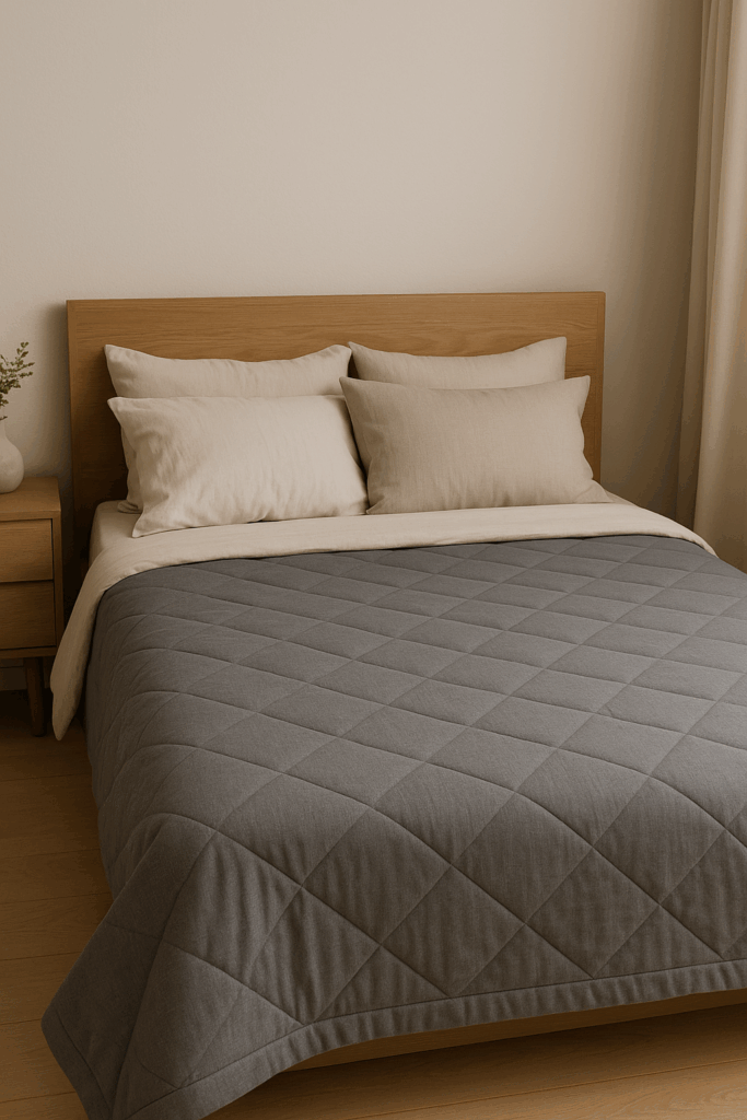 tech drift layer on a bed in the color gray sleepwear