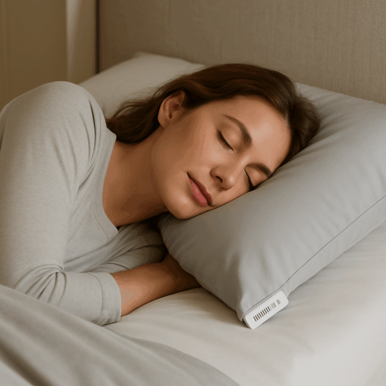 woman sleeping on gray cooling pillowcase
